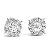 18K White Gold Diamond Cluster Earrings